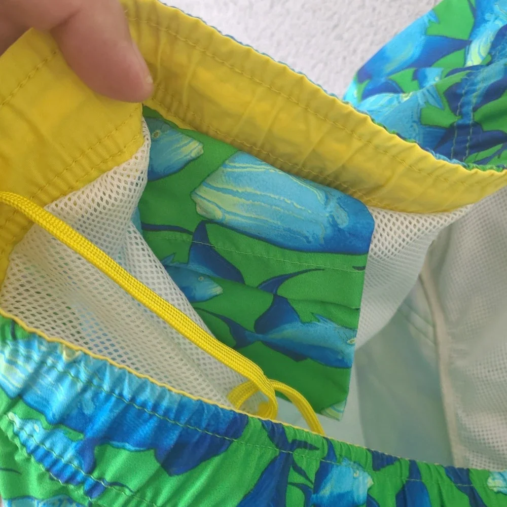 Polo Sport Ralph Lauren Swim Trunks Mens XL 40‎ Waist Fish Shorts Blue Fish VTG